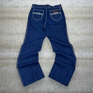 Vintage 90s Alessio Jeans 30x31 Bell Bottoms Bootcut Flared Leg Dark Wash Denim